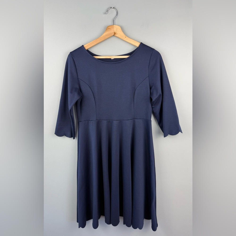Elegant Navy Blue Maternity Dress